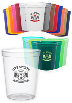 *NEW* 16 oz. Reusable Plastic Stadium Cups  - 12-Piece Minimum Order