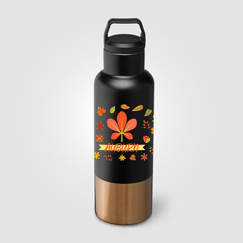 *NEW* 22 oz Recycled Stainless Steel, Vacuum-Insulated Bottle with Gold Accents and Full-Color Printing