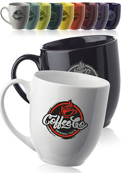 *NEW* 16 oz. Bistro Glossy Personalized Coffee Mugs - 12-Piece Minimum Order