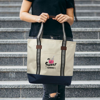 *NEW* Large Sea Coast Polyester Tote Bags - 12-Piece Minimum Order