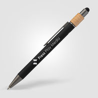 Recycled Aluminum Stylus Pen with Addicting Eco-Friendly Bamboo Spinner on Top � Laser Engraved 
