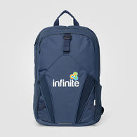 Triple Compartment Everyday Backpack with an Elastic Outer Section is Made From Recycled, Ocean-Bound Plastic Bottles, has Built-In Safety Whistle and has Room for a 15� Laptop and a 10� Tablet - Full-Color Imprint 