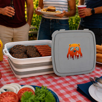 *NEW* 3-In-1 Collapsible Food Prep Station with Non-Slip Legs : Cutting Board, Washing Basket, Marinade Basket is Great for RV, Camping and On-The-Go Peeps
