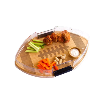 *NEW* Football Flip Bamboo Serving Board with Prep Surface, Storage Lid and Game Day Style
