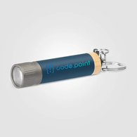 *NEW* Recycled Aluminum Keychain Flashlight with Rubberized Finish, Bamboo Accents, and Full Color Printing
