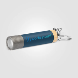 *NEW* Recycled Aluminum Keychain Flashlight with Rubberized Finish, Bamboo Accents, and Full Color Printing