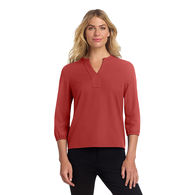 *NEW* Women's Stretch Crepe 3/4-Sleeve Blouse with Bust Darts, Back Yoke, Elastic Cuffs and a Relaxed Modern Fit