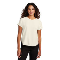 *NEW* Women's Stretch Crepe Crew Blouse with Dolman Sleeves and Modern Draped Fit