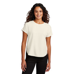 *NEW* Women's Stretch Crepe Crew Blouse with Dolman Sleeves and Modern Draped Fit