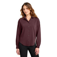 *NEW* Women's Buttery Soft Stretch Long Sleeve Button-Front Blouse�with Flattering Drape and Modern Style