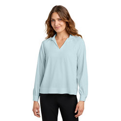 *NEW* Women's Buttery Soft Stretch Long Sleeve Popover Blouse with Flattering Drape and Modern Style
