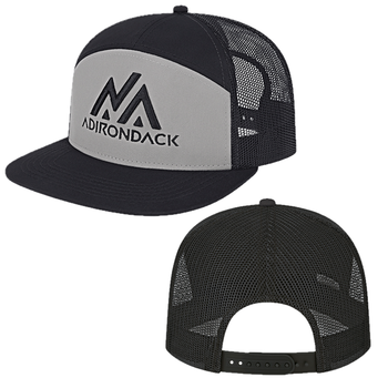 Trucker Hat: 7 Panel, Medium Profile, 100% Poly, Mesh Back, Plastic Snap Tab