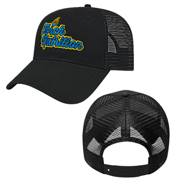 Trucker Hat:  Low-Profile, Brushed Cotton Twill, Mesh Back, Plastic Snap Tab - BUDGET