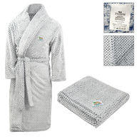 *NEW* BUNDLE 2-Piece Recycled Polyester Shawl Collar Robe and Waffle Weave Blanket Set for Cozy Comfort and Relaxation