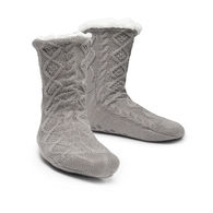 *NEW* Cable Knit Sherpa-Lined Slipper Socks with Non-Skid Grips for Watch Netflix All Day Comfort