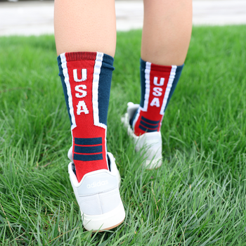 USA MADE Athletic Socks - Crew Length - with Woven-In Custom Design (Quick Ship)
