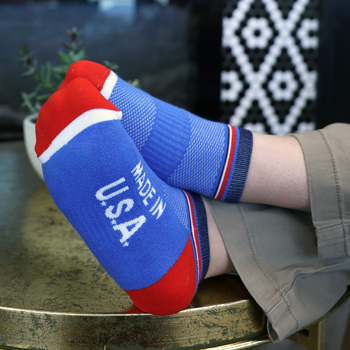 USA MADE Athletic Socks - Ankle Length - with Woven-In Custom Design (Quick Ship)