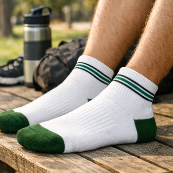 USA MADE Athletic Socks - Quarter Crew Length - with Woven-In Custom Design (Quick Ship)