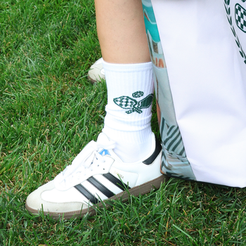 Ribbed Athletic Socks - Crew Length - with Woven-In Custom Design