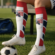 (Specialty) Soccer Socks - Knee High Length - with Woven-In Custom Design
