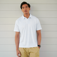 *NEW* Men's Silky Smooth Subtle Geometric Patterned Performance Polo with Stretch Comfort, Moisture-Wicking Fabric & UPF 50+ Protection