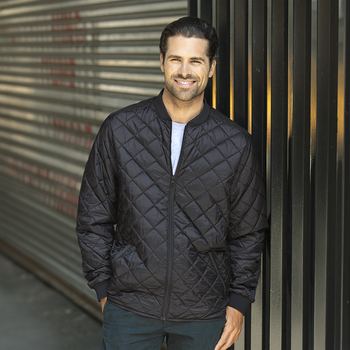 *NEW* Men's Travel-Ready Lightweight Full-Zip Quilted Bomber-Style Jacket That Packs Into Its Own Pouch&nbsp;