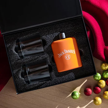 *NEW* 6 oz Flask & 10 oz Island Rocks Glasses Gift Set in a High-Quality Gift Box with Foam Inserts