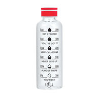 *NEW* 18 oz Glass Motivation Bottle with Colorful Top and Carry Ring Helps You Keep Track of Your Daily Water Intake