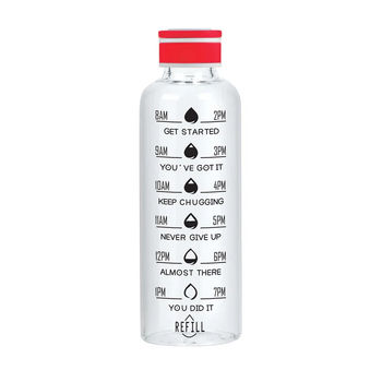 *NEW* 18 oz Glass Motivation Bottle with Colorful Top and Carry Ring Helps You Keep Track of Your Daily Water Intake