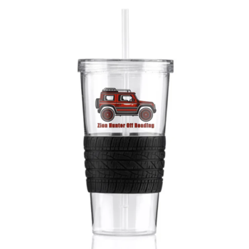 *NEW* 24 oz Single-Wall Tumber with Straw and Tire Pattern Grip&nbsp;