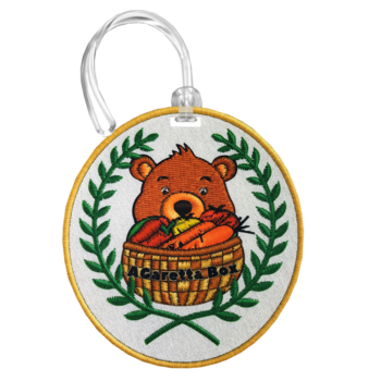 *NEW* 3" Custom Shape 1-Sided Die-Cut, Dye Sublimated Poly Fabric Luggage/Bag Tag with a Simulated Stitch Look