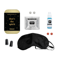 *NEW* Mini Recovery Kit with Sleep Mask, Ear Plugs, Facial Towelette, Pain Reliever, Electrolytes and Breath Freshener for Late Nights, Travel & Next-Day Rescue in a Retail Metal Case