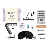 *NEW* Jet Setter Travel Essentials Kit with 18-Pieces for Comfort, Freshening Up & On-the-Go Fixes in Faux Leather Retail Packaging